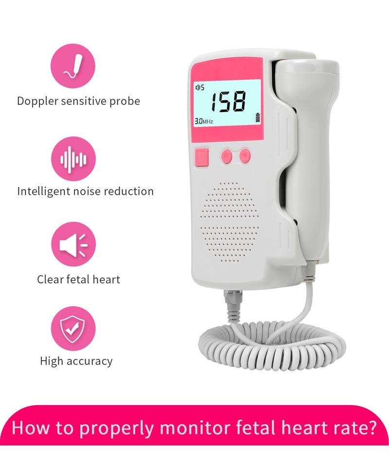 Upgraded 3.0MHz Doppler Fetal Heart rate Monitor Home Pregnancy Baby Fetal Sound Heart Rate Detector LCD Display No Radiation